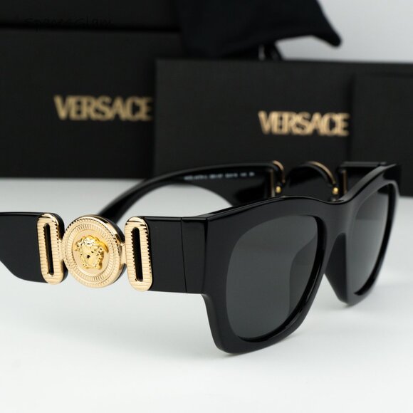 NEW Versace VE4479U GB1/87 Medusa Biggie Black Grey Square Unisex Sunglasses